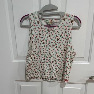 Floral and Teddy Bear Print Sleeveless Top